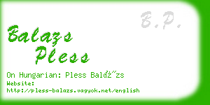 balazs pless business card